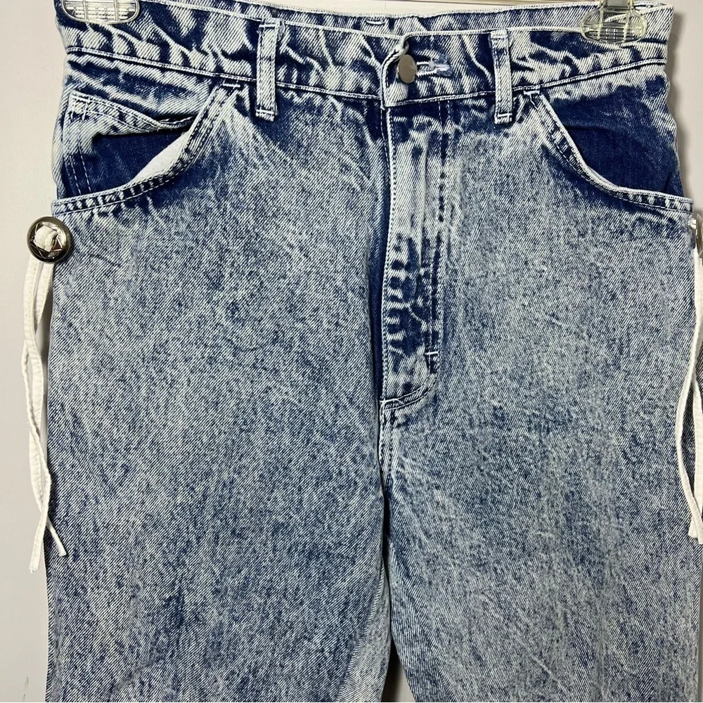 Vintage 80s Acid Wash High Waist Tapered Mom Jeans Grunge Indie Hipster Retro 26